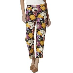 ANTHRO Elevenses Tropical Crop Floral Cotton Pants